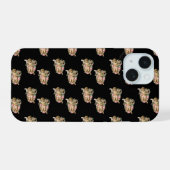 engel cherub zwart iPhone 15 case (Achterkant horizontaal)