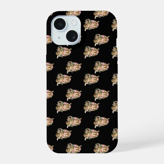 engel cherub zwart iPhone 15 case (Achterkant)