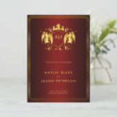 Engel Crest | Goud Koninklijk Rode Luxe Kaart (Staand voorkant)