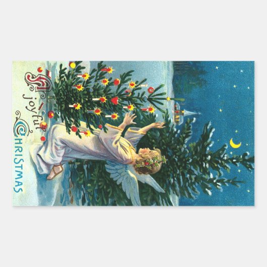 Engel Decoreren Kerstboom 2 Rechthoekige Sticker (Voorkant)