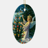 Engel decormeert kerstboom 2 keramisch ornament (Rechts)