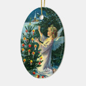 Engel decormeert kerstboom 2 keramisch ornament (Links)