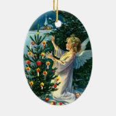 Engel decormeert kerstboom 2 keramisch ornament (Achterkant)