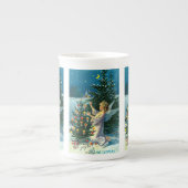 Engel decormeert kerstboom 2 porselein kop (Voorkant)