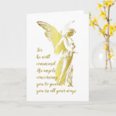 Engel die aan je denkt en een gebed zegt Chemo Kaart (Gele Bloem)