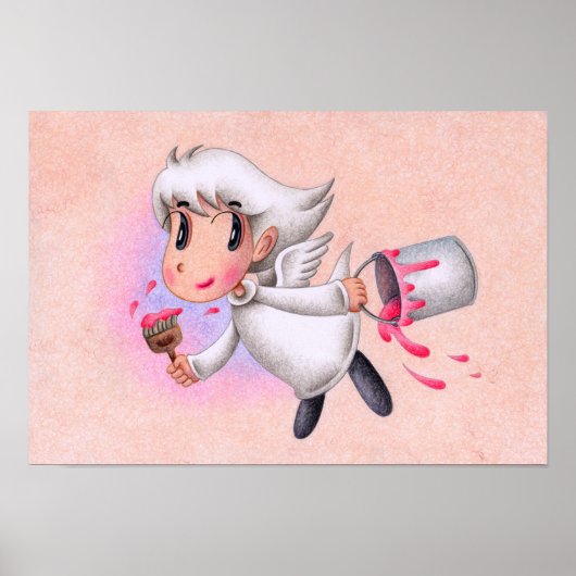 Engel die de wereld roze schildert. poster (Voorkant)