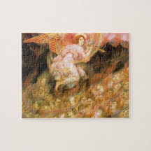 Engel die de zielen in de hel toespeelt