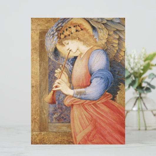 Engel die een flageolet speelt (door Edward Burne- Kaart (Staand voorkant)