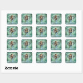 Engel die een reekalf vasthoudt Kerstcadeautag Vierkante Sticker (Vel)