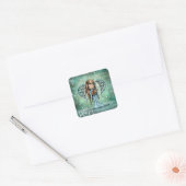 Engel die een reekalf vasthoudt Kerstcadeautag Vierkante Sticker (Envelop)