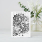 Engel die een staand skelet bedekt briefkaart (Staand voorkant)