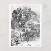 Engel die een staand skelet bedekt briefkaart (Voorkant)