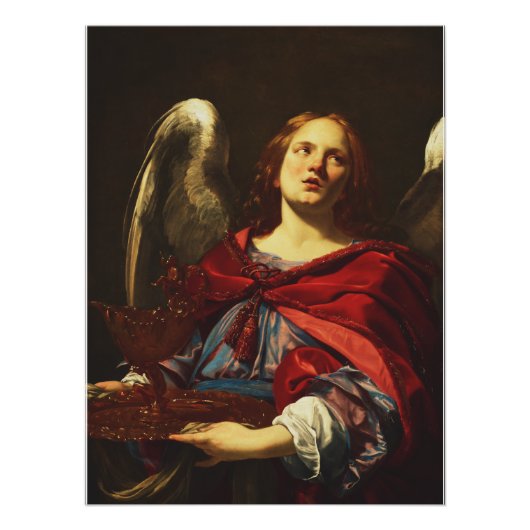 Engel die het schip en de handdoek vasthoudt perfect poster (Voorkant)