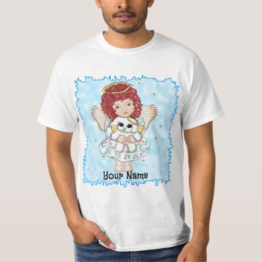 Engel die hond vasthoudt t-shirt (Voorkant)