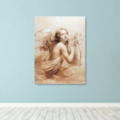 ENGEL DIE LYRA SPEELT BOVEN DE WOLKEN CANVAS AFDRUK (Insitu (Houten vloer))