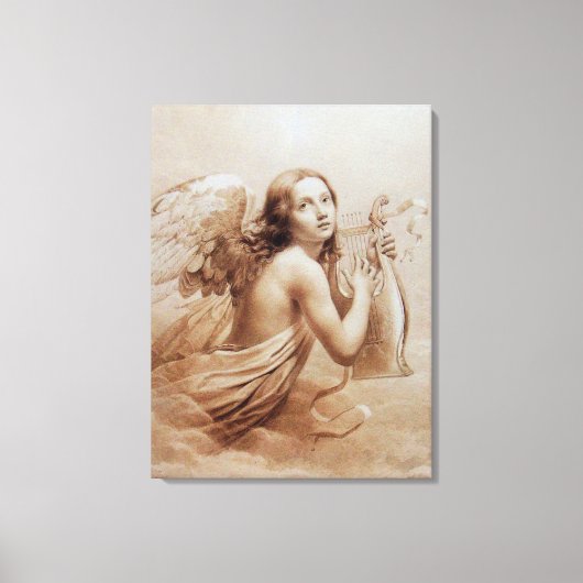 ENGEL DIE LYRA SPEELT BOVEN DE WOLKEN CANVAS AFDRUK (Voorkant)