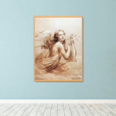 ENGEL DIE LYRA SPEELT BOVEN DE WOLKEN CANVAS AFDRUK (Insitu (Houten vloer))