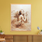 ENGEL DIE LYRA SPEELT BOVEN DE WOLKEN CANVAS AFDRUK (Insitu (Woonkamer))
