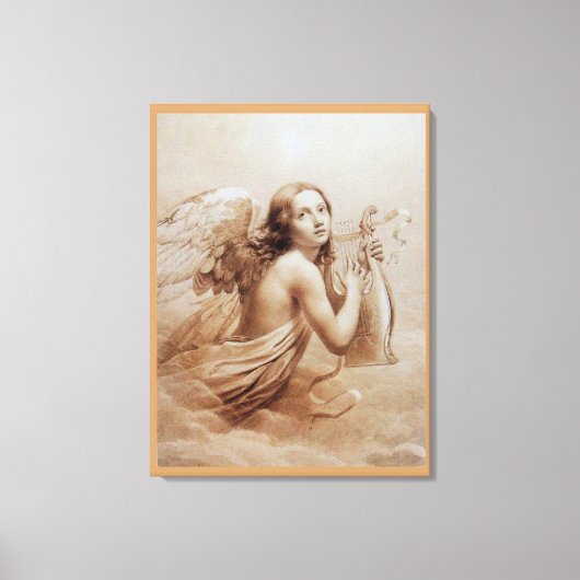 ENGEL DIE LYRA SPEELT BOVEN DE WOLKEN CANVAS AFDRUK (Voorkant)