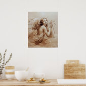 ENGEL DIE LYRA SPEELT BOVEN DE WOLKEN POSTER (Keuken)