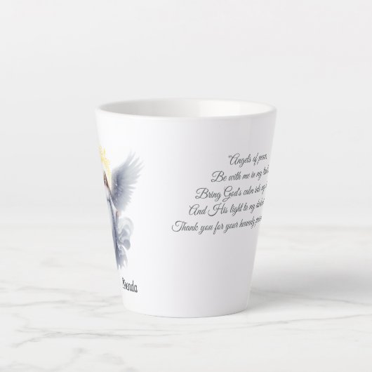 Engel die met Gods liefde stroomt Latte Mok (Voorkant)