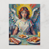 Engel die ontbijt eet briefkaart (Voorkant)
