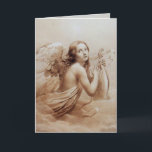 ENGEL DIE OP DE WOLKEN DE LIER SPEELT KAART<br><div class="desc">Elegant, artistiek en klassiek ontwerp aquarel schilderij in wit sepia, bruine kleuren nagemaakt van Italiaanse fijnkunst uit de 18e eeuw</div>