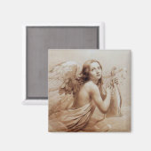 ENGEL DIE OP DE WOLKEN LIER SPEELT bruin Magneet (Voorkant / Achterkant)