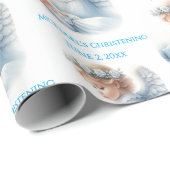 Engel die toekijkt over de doop van de baby cadeaupapier (Rol Hoek)