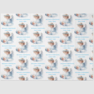 Engel die toekijkt over de doop van de baby tissuepapier