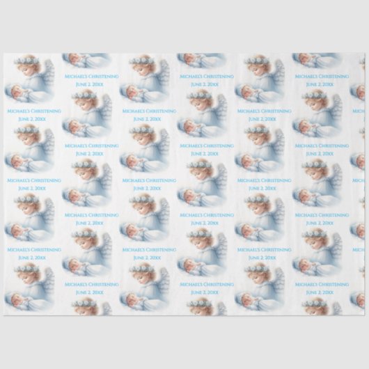 Engel die toekijkt over de doop van de baby tissuepapier (Voorkant)