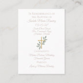 Engel doop biddende kind herinneringskaart visitekaartje (Achterkant)