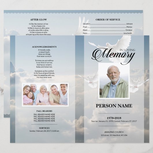 Engel duif rouw Template (Voorkant / Achterkant)