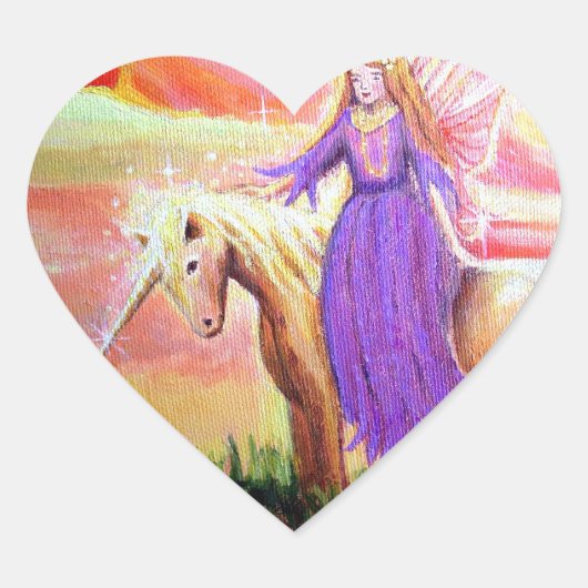 Engel & Eenhoorn Hart Sticker (Voorkant)