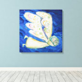 Engel en Baby verf (groot vierkant - rand omhulsel Canvas Afdruk (Insitu (Houten vloer))