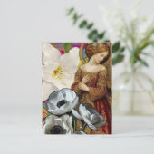Engel en bloemen collage briefkaart (Staand voorkant)