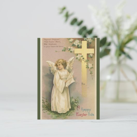  Engel en Cross Paaswensen Briefkaart (Staand voorkant)