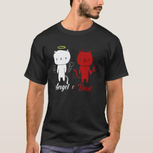 Engel en Duivel Kat Ontwerp T-shirt