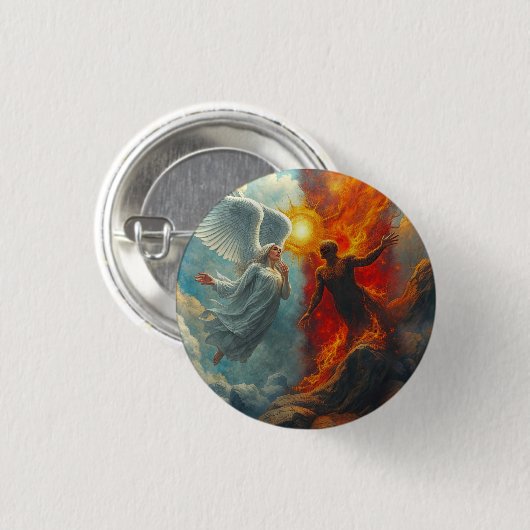 ENGEL EN DUIVEL RONDE BUTTON 3,2 CM (Voorkant /achterkant)