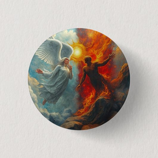 ENGEL EN DUIVEL RONDE BUTTON 3,2 CM (Voorkant)