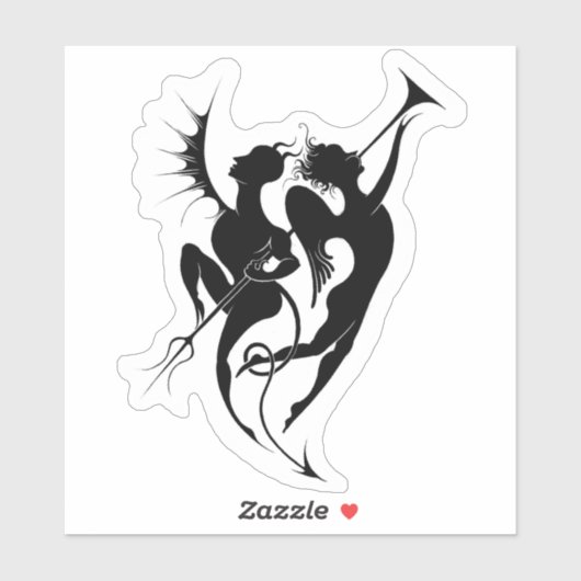 Engel en Duivel Silhouet Vinyl Sticker (Vel)