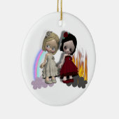 engel en duivelse knuppels keramisch ornament (Rechts)