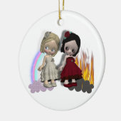 engel en duivelse knuppels keramisch ornament (Links)