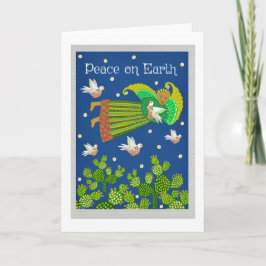 Engel en duiven vredeswenskaart voor Kerstmis Kaart