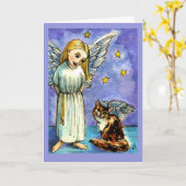 Engel en kat condoleance kaart (Gele Bloem)