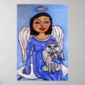 Engel en kat op een wolk poster (Voorkant)