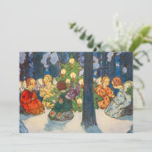 engel en kerstboomschildering feestdagenkaart (Staand voorkant)