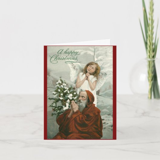  engel en kerstman gevouwen vakantie Kaart (Voorkant)