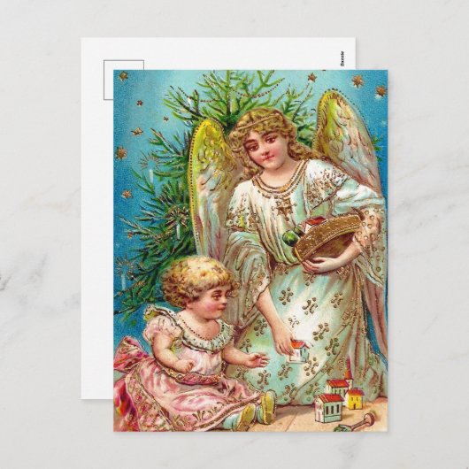 engel en kind kerstvakantie briefkaart (Voorkant / Achterkant)