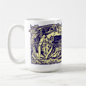 Engel en konijnen in bloementuin met Motto Banner Koffiemok (Links)